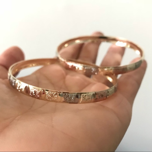 Raf Rossi Gold Plated Jewelry - TriColor Indian Bangles, 18kts of Gold Plated